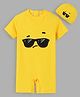 Mark & Mia Half Raglan Sleeves Legged Swimsuit With Goggles Print & Cap - Yellow