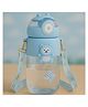 KIDS BASIC Water Bottle Sipper with Bear Design Adjustable Shoulder Strap, Clear BPA Free Plastic Sipper-  850 ml  - Blue