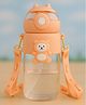 KIDS BASIC Water Bottle Sipper with Bear Design Adjustable Shoulder Strap, Clear BPA Free Plastic Sipper-  850 ml  - Pink