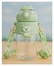 KIDS BASIC Water Bottle Sipper with Bear Design Adjustable Shoulder Strap, Clear BPA Free Plastic Sipper- 850 ml - Green