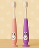 KIDS BASIC Baby Toothbrush with Bunny Design Soft Bristle with Cup Base - Purple & Pink (Pack of 2)
