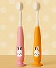 KIDS BASIC Baby Toothbrush with Bunny Design Soft Bristle with Cup Base - Yellow & Pink (Pack of 2)