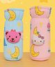 KIDS BASIC Soft & Durable Baby Feeding Bottle Cover Stretchable Soft Velvet Plush Cartoon Prints,  Suitable UPTO 250 ml - Pink & Blue (Pack of 2)