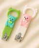 KIDS BASIC Baby Nail Clipper with Bear Design, Safe Stainless Steel Blades with Ring - White & Green (PACK OF 2)
