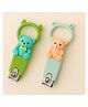 KIDS BASIC Baby Nail Clipper with Bear Design, Safe Stainless Steel Blades with Ring - Blue & Green (PACK OF 2)