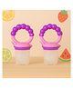KIDS BASIC BPA Free Silicone Food Nibbler for Fruit and Veggie with Rattle Handle - Purple (Pack of 2)