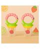 KIDS BASIC BPA Free Silicone Food Nibbler for Fruit and Veggie with Rattle Handle - Pink (Pack of 2)