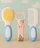 KIDS BASIC Baby Soft Bristle Hair Brush Comb Set with Cute Nail Clipper - Blue & Pink