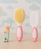 KIDS BASIC Baby Soft Bristle Hair Brush Comb Set with Cute Nail Clipper - Pink & Blue