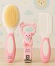 KIDS BASIC Baby Soft Bristle Hair Brush Comb Set with Cute Nail Clipper - Pink & Pink
