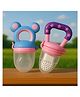 KIDS BASIC Premium Silicone Baby Mickey Nibbler Fruit & Food Feeder - Blue & Pink (Pack of 2)
