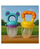 KIDS BASIC Premium Silicone Baby Mickey Nibbler Fruit & Food Feeder - Purple & Yellow (Pack of 2)