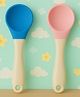 KIDS BASIC Silicone Spoon With Plastic Handle, BPA Free Spoon For Baby, Infants - Blue & Pink (Pack of 2)