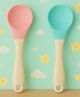 KIDS BASIC Silicone Spoon With Plastic Handle, BPA Free Spoon For Baby, Infants - Pink & Green (Pack of 2)