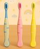 KIDS BASIC Cute Handle Soft Bristle With Tongue Scrapper Kids Toothbrush - Blue, Pink & Yellow (Pack of 3)