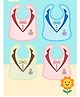 KIDS BASIC  Baby Tie Printed Button Bibs - Blue & Pink (Pack of 4)