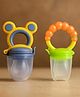 KIDS BASIC Premium Silicone Fruit Mickey Nibbler & Rattle Nibbler - Yellow & Orange (Pack of 2)