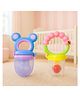 KIDS BASIC Premium Silicone Fruit Mickey Nibbler & Rattle Nibbler - Blue & Pink (Pack of 2)