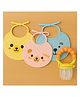 KIDS BASIC Premium Silicone Fruit Rattle Nibbler & 3 Knot Printed Bibs - Orange & Multicolor (Pack of 4)