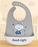 KIDS BASIC Soft Silicone Baby Bib with Food Pocket , Waterproof & Adjustable , Good Night Bear Design - Grey White (Pack of 1)