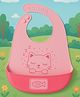 KIDS BASIC Soft Silicone Baby Bib with Food Pocket , Waterproof & Adjustable , Cute Kitty Design - Dark Pink (Pack of 1)