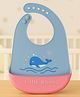 KIDS BASIC Soft Silicone Baby Bib with Food Pocket , Waterproof & Adjustable , Cute Whale Design - Blue (Pack of 1)