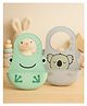 KIDS BASIC Soft Silicone Baby Bib with Food Pocket , Waterproof & Adjustable - Blue &Green (Pack of 2)