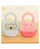KIDS BASIC Soft Silicone Baby Bib with Food Pocket , Waterproof & Adjustable - Blue & Dark Pink (Pack of 2)