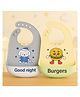 KIDS BASIC Soft Silicone Baby Bib with Food Pocket , Waterproof & Adjustable - Beige Mint & Grey (Pack of 2)