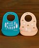 KIDS BASIC Soft Silicone Baby Bib with Food Pocket , Waterproof & Adjustable - Beige Mint & Mustard (Pack of 2)
