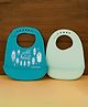KIDS BASIC Soft Silicone Baby Bib with Food Pocket , Waterproof & Adjustable - Beige Mint & Blue (Pack of 2)