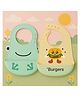 KIDS BASIC Soft Silicone Baby Bib with Food Pocket , Waterproof & Adjustable - Beige Mint & Green (Pack of 2)