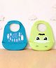 KIDS BASIC Soft Silicone Baby Bib with Food Pocket , Waterproof & Adjustable - Green & Mustard (Pack of 2)