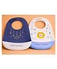 KIDS BASIC Soft Silicone Baby Bib with Food Pocket , Waterproof & Adjustable - Yellow & Blue (Pack of 2)