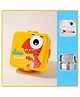 KIDS BASIC Cute Dinosaur Cartoon Lunch Box for Kids , Double Layer Box, Stainless Steel Inner With Steel Spoon , 3 Compartments  Yellow