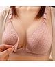 Bella Mama Front Button Nursing Padded Bra With Polka Dots Print - Light Red