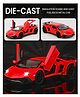 Fiddlerz Die-Cast Car Toy 1:32 Scale with Pull Back Action LED Lights Openable Doors Realistic Sound Sports Model Metal Car for Kids and Adults (Red)