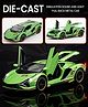 Fiddlerz Die-Cast Car Toy 1:32 Scale with Pull Back Action Openable Doors LED Lights Realistic Sound Sports Premium Collectible Model Metal Car for Kids and Adults (Green)