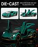Fiddlerz Die-Cast Car Toy 1:32 Scale with Pull Back Action Openable Doors LED Lights Realistic Sound Sports Premium Collectible Model Metal Car for Kids and Adults (Dark Green)