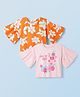 Honeyhap 100% Premium Cotton Bio Finish Half Sleeves Oversized Tops with Floral Print Pack of 2 - Scarlet Bliss & Pink A Boo
