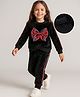 Mark & Mia Full Sleeves Top & Pant Set With Bow Applique - Black