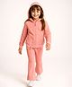 Mark & Mia Solid Colour Winter Wear Hooded Shirt & Pant Set - Pink