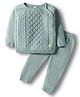 ToffyHouse Knit Full Raglan Sleeves Pullover Sweater Set With Cable Knit Design - Light Green