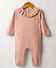 ToffyHouse Cotton Knit Full Sleeves Solid Color Winter Romper - Peach