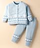 ToffyHouse Full Sleeves Winter Wear Suits With Bunny Print - Light Blue