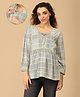 The Mom Store Cotton Full Sleeves Checked Maternity & Nursing Top - Multi Colour