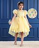 Mark & Mia Cotton Woven Half Sleeves Knee Length Party Frock With Sequins & Lace Detailing - Yellow