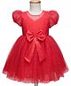 Mark & Mia Woven Half Sleeves Party Dress With Bow Applique - Red