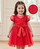 Mark & Mia Woven Half Sleeves Party Dress With Bow Applique - Red