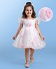 Mark & Mia Woven Half Sleeves Party Frock With Floral Print  - White